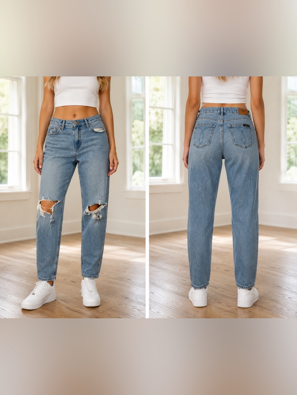 Vintage Calvin Klein Jeans Light Blue Distressed Boyfriend Jeans size 2/26
